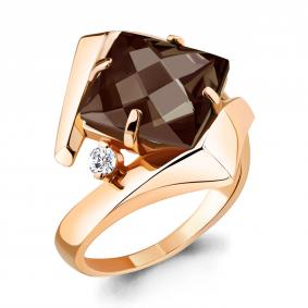 Кольцо из золочёного серебра AQUAMARINE А6594301-п с фианитом и раухтопазом А6594301-п фото