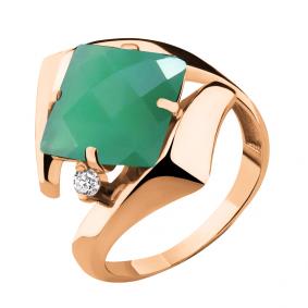 Кольцо из золочёного серебра AQUAMARINE А6594309-п с фианитом и агатом А6594309-п фото