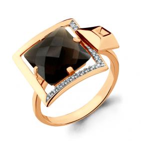 Кольцо из золочёного серебра AQUAMARINE А6594501А-п с фианитом и кварцем А6594501А-п фото