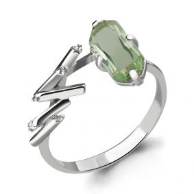 Серебряное кольцо AQUAMARINE А6594715 с фианитом и празиолитом А6594715 фото