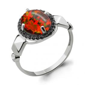 Серебряное кольцо AQUAMARINE А6598487Ч с фианитом, опалом и ювелирным кристаллом А6598487Ч фото