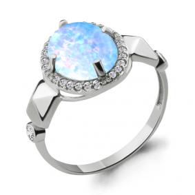 Серебряное кольцо AQUAMARINE А6598497А с фианитом и опалом А6598497А фото
