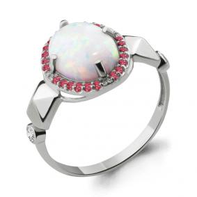 Серебряное кольцо AQUAMARINE А6598498В с фианитом, опалом, миксом камней и турмалином А6598498В фото