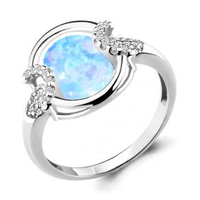 Серебряное кольцо AQUAMARINE А6599197А с фианитом и опалом А6599197А фото