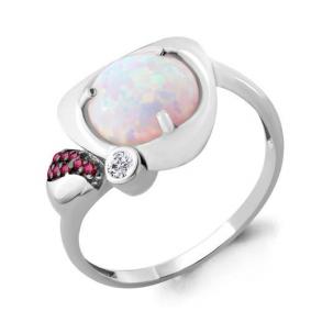Серебряное кольцо AQUAMARINE А6599598В с фианитом, опалом и ювелирным кристаллом А6599598В фото