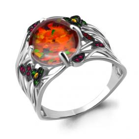 Серебряное кольцо AQUAMARINE А6599787ВГЕ с цитрином, опалом, гидротермальным изумрудом и ювелирным кристаллом А6599787ВГЕ фото