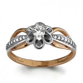 Кольцо из золочёного серебра AQUAMARINE А66078А-пк с фианитом и Swarovski А66078А-пк фото