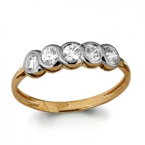 Кольцо из золочёного серебра AQUAMARINE А66088-пк с Swarovski А66088-пк фото