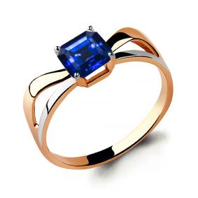Кольцо из золочёного серебра AQUAMARINE А66476Н-пк с гидротермальным сапфиром А66476Н-пк фото