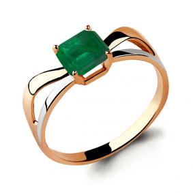 Кольцо из золочёного серебра AQUAMARINE А66476П-пк с гидротермальным изумрудом А66476П-пк фото