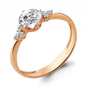 Кольцо из золочёного серебра AQUAMARINE А66540А-п с фианитом и Swarovski А66540А-п фото