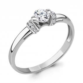 Серебряное кольцо AQUAMARINE А66548А с фианитом и Swarovski А66548А фото