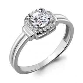 Серебряное кольцо AQUAMARINE А66567А с фианитом и Swarovski А66567А фото
