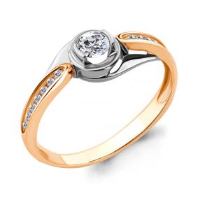 Кольцо из золочёного серебра AQUAMARINE А66569А-пк с фианитом и Swarovski А66569А-пк фото