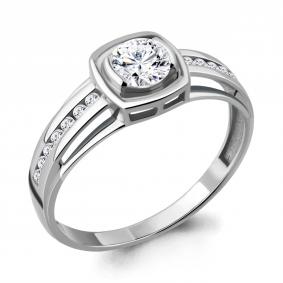 Серебряное кольцо AQUAMARINE А66570А с фианитом и Swarovski А66570А фото