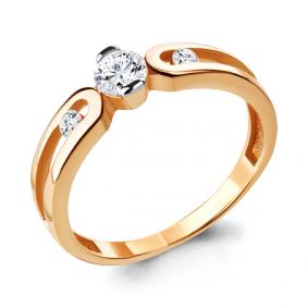 Кольцо из золочёного серебра AQUAMARINE А66582-п с Swarovski А66582-п фото