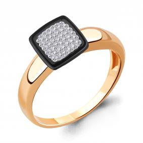 Кольцо из золочёного серебра AQUAMARINE А66586-п с керамикой и ювелирным кристаллом А66586-п фото