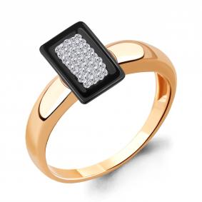 Кольцо из золочёного серебра AQUAMARINE А66590-п с керамикой и ювелирным кристаллом А66590-п фото