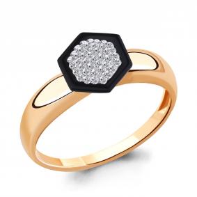 Кольцо из золочёного серебра AQUAMARINE А66593-п с керамикой и ювелирным кристаллом А66593-п фото