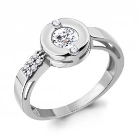 Серебряное кольцо AQUAMARINE А66643А с фианитом и Swarovski А66643А фото