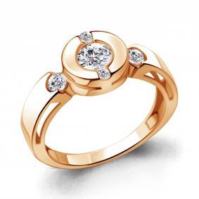 Кольцо из золочёного серебра AQUAMARINE А66644А-п с фианитом и Swarovski А66644А-п фото