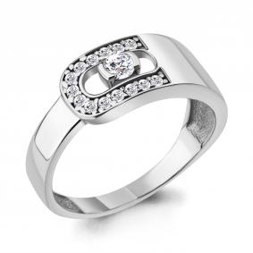 Серебряное кольцо AQUAMARINE А66645А с фианитом и Swarovski А66645А фото