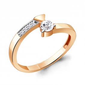 Кольцо из золочёного серебра AQUAMARINE А66654А-п с фианитом и Swarovski А66654А-п фото