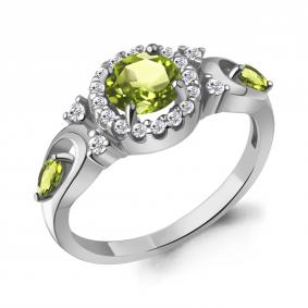 Серебряное кольцо AQUAMARINE А6695707А с фианитом и хризолитом А6695707А фото