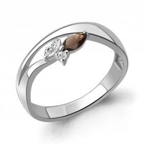 Серебряное кольцо AQUAMARINE А6695901А с фианитом и кварцем А6695901А фото