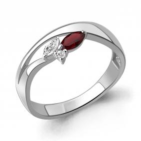 Серебряное кольцо AQUAMARINE А6695903А с фианитом и гранатом А6695903А фото