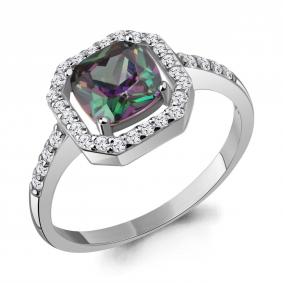 Серебряное кольцо AQUAMARINE А67062700 с фианитом и кварцем А67062700 фото