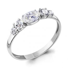 Серебряное кольцо AQUAMARINE А67184А с фианитом А67184А фото