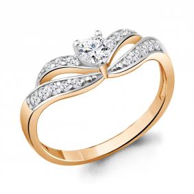 Кольцо из золочёного серебра AQUAMARINE А67208А-п с фианитом А67208А-п фото