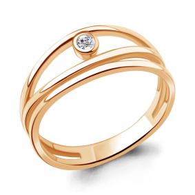 Кольцо из золочёного серебра AQUAMARINE А67214А-п с фианитом А67214А-п фото