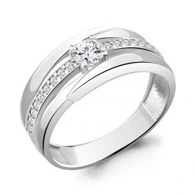 Серебряное кольцо AQUAMARINE А67221А с фианитом А67221А фото