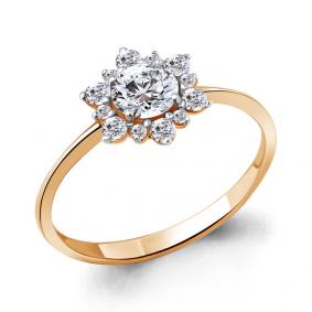 Кольцо из золочёного серебра AQUAMARINE А67263А-п с фианитом А67263А-п фото