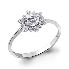 Серебряное кольцо AQUAMARINE А67263А с фианитом А67263А фото