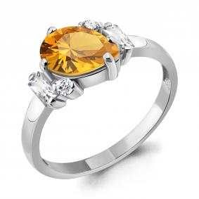 Серебряное кольцо AQUAMARINE А6726406А с фианитом и цитрином А6726406А фото
