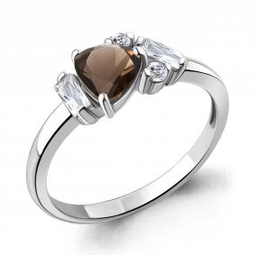 Серебряное кольцо AQUAMARINE А6726601А с фианитом и кварцем А6726601А фото
