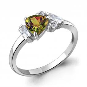 Серебряное кольцо AQUAMARINE А6726619А с фианитом и султанитом А6726619А фото