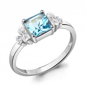 Серебряное кольцо AQUAMARINE А6726705А с топазом и фианитом А6726705А фото