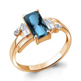 Кольцо из золочёного серебра AQUAMARINE А6726893А-п с фианитом и Лондон топазом А6726893А-п фото