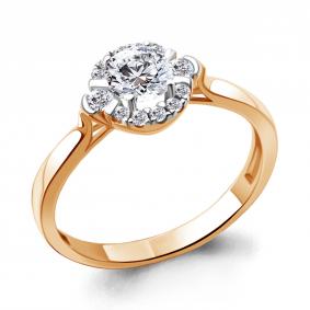 Кольцо из золочёного серебра AQUAMARINE А67282А-п с фианитом А67282А-п фото