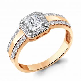 Кольцо из золочёного серебра AQUAMARINE А67326А-пк с фианитом А67326А-пк фото