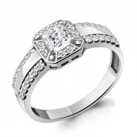 Серебряное кольцо AQUAMARINE А67326А с фианитом А67326А фото