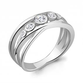 Серебряное кольцо AQUAMARINE А67349А с фианитом А67349А фото