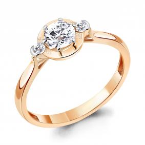 Кольцо из золочёного серебра AQUAMARINE А67372А-п с фианитом А67372А-п фото