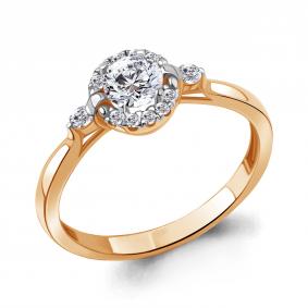 Кольцо из золочёного серебра AQUAMARINE А67374А-п с фианитом А67374А-п фото