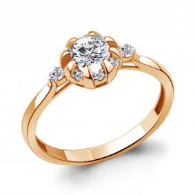 Кольцо из золочёного серебра AQUAMARINE А67376А-п с фианитом А67376А-п фото