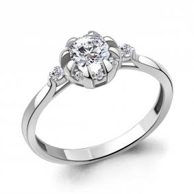 Серебряное кольцо AQUAMARINE А67376А с фианитом А67376А фото